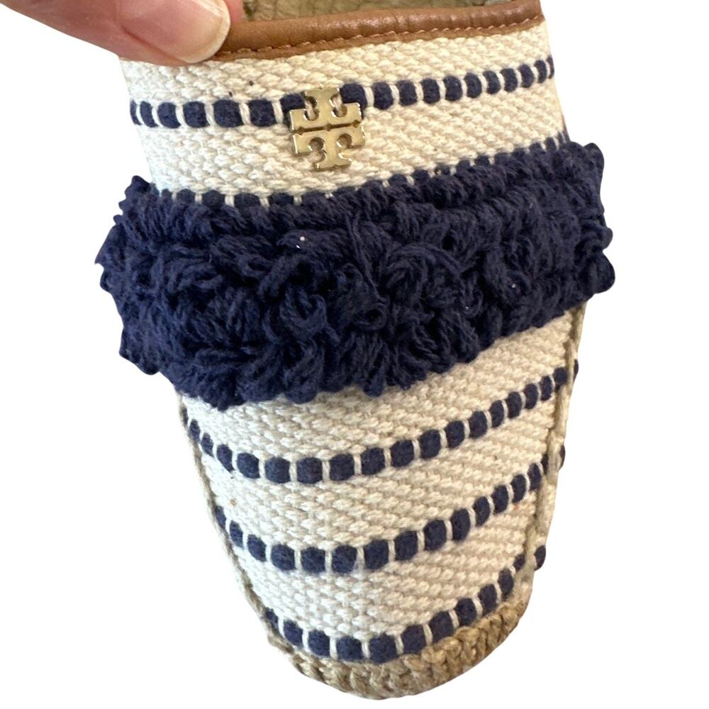 Tory Burch Shaw Fringe Espadrilles Navy Cream Stripe 8 - Picture 13 of 13